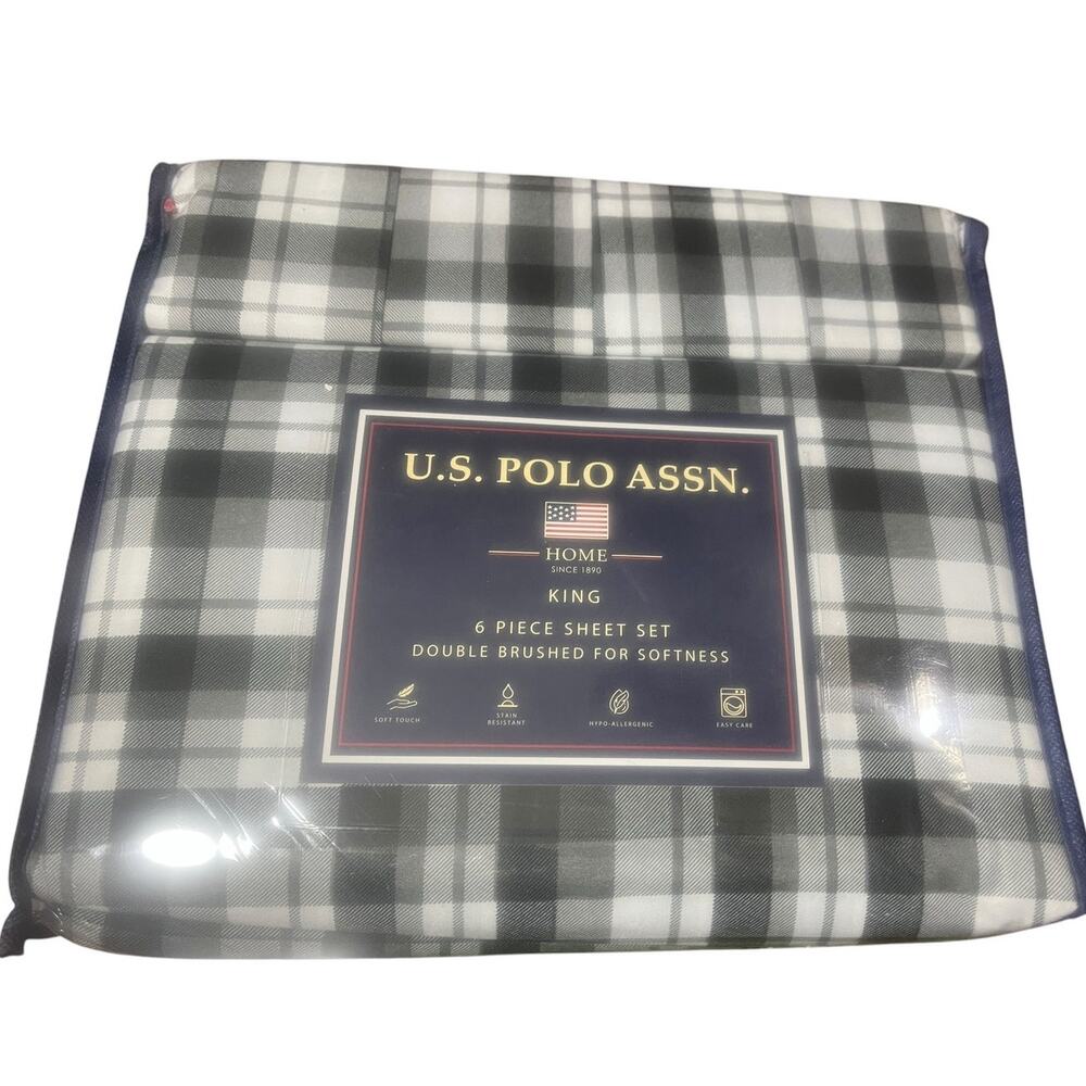 U. S. Polo Assn. King Size 6 Piece Double Brushed Sheet Set NIB - Picture 2 of 6